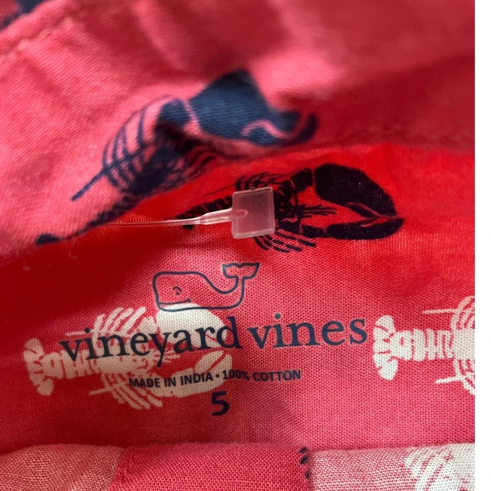 Vineyard Vines Boys Pink Lobster Print Short Sleeve Button Down Shirt Size 5
